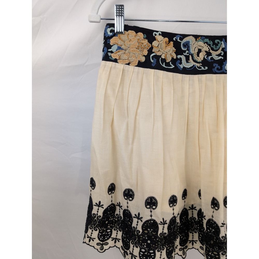 Free People Floral Embroidered Eyelet Lace Mini Skirt Size S Whimsigoth Festival - Picture 3 of 9